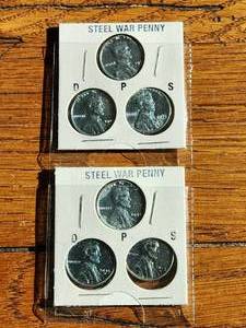 lot 30 image: 1943 Steel War Penny sets of 2 D,P,S
