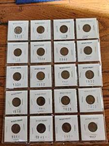 lot 75 image: Selection of vintage wheat pennies, penny
