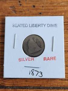 lot 99 image: 1873 Seated Liberty Dime - Silver - rare