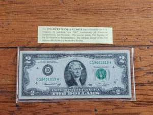 lot 118 image: 1976 Bicentennial $2 note
