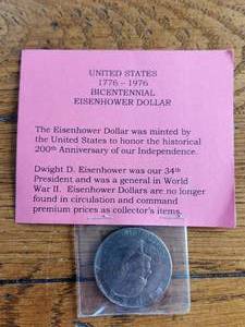 lot 122 image: United States 1776-1976 bicentennial Eisenhower dollar