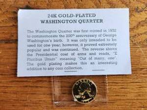 lot 130 image: 1977 - 24K gold plated Washington Quarter