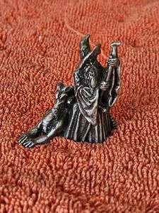 lot 44 image: Vintage collectible pewter figurine - titled Wizard with Dragon