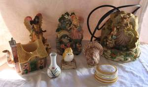 lot 16 image: collection of collectible figurines like angel sculptures trinket box and much more see pics