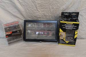 lot 38 image: router bits in a wooden storage box and a few others and general tools pro-doweling kit