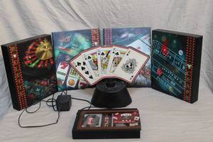 lot 56 image: mixed poker lot light up sign wall decor and card and dice set