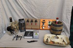 lot 60 image: like a boss flaskbottle stopper set of 4-wine and cheese themed spreaders liquor pourers and so much more see pics