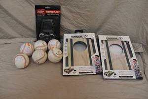 lot 80 image: Tabletop cornhole and 6- baseballs all signed and more see pictures