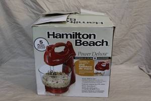 lot 136 image: Hamilton Beach power deluxe 6-speed stand and hand mixer