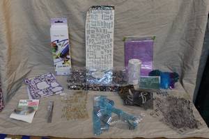 lot 154 image: lot of craft items like a box full of faceted gems and heat gun and so much more see pics