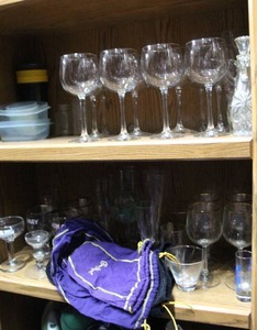 lot 175 image: Everything on shelfs wine glasses crown Royal bags and much more see pictures