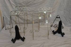 lot 184 image: metal and wood scroll tabletop display easels.