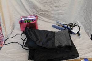 lot 219 image: set of Conair hot rollers, Nano Titanium hair straightener.  And clothes storage bag