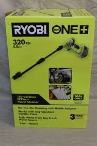 lot 224 image: RYOBI ONE 18V EZClean 320 PSI 0.8 GPM Cordless Power Cleaner.