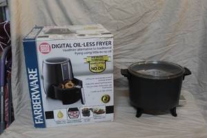 lot 236 image: Farberware 3.2-quart digital oil-less fryer. And a  6 Quart Deep Fryer