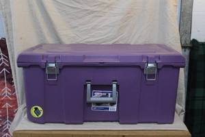 lot 304 image: lockable plastic footlockerstorage trunk.