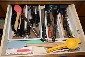 lot 60 image: Kitchen knives and cooking utensils