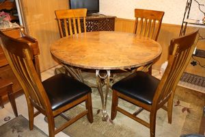 lot 79 image: Marble top kitchen table and chair set