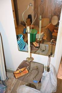 lot 119 image: Vintage lamps, leather wallet