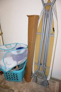 lot 120 image: Golf club set, ironing board and laundry baskets