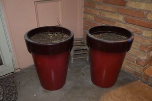 lot 152 image: Two plastic planters - each is approximately 24 tall