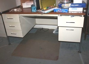 lot 138 image: Vintage metal desk with drawer contents only