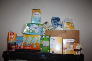 lot 133 image: Cleaning supplies and light bulbs