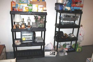 lot 151 image: Two plastic storage shelf units (not contents)