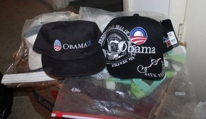 lot 145 image: Obama hats and Misc. clothesfabrics