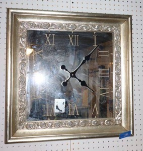 lot 19 image: Square mirrored wall clock