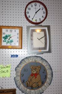 lot 23 image: Wall clocks with fabric teddy bear clock