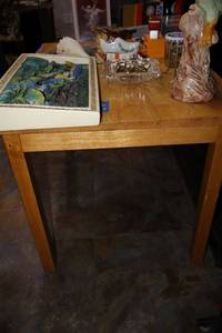 lot 50 image: Wood side table only (not contents)