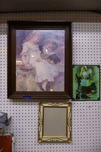 lot 54 image: Wall art, metal sign, and ceramic frame