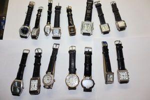 lot 162 image: Jewelry watch selection with leather wrist bands