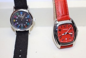 lot 261 image: Watches red Prague with leather band and colored numbers hour watch