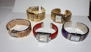 lot 295 image: Jewelry Womens cuff bracelet watch selection