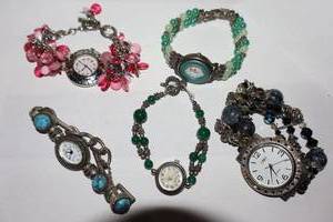 lot 317 image: Jewelry Womens beaded bracelet watch selection