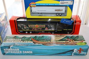 lot 443 image: Model trucks and Hawaiian outrigger canoe kit