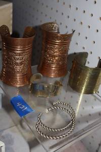 lot 421 image: Jewelry copper and brass bracelets