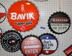 lot 404 image: Five metal bottle caps signs