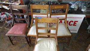 lot 540 image: Vintage dining chairs - (could use a little spiffing up)