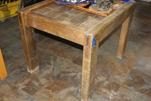lot 489 image: Solid wood side table only 27x27x20