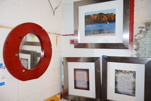 lot 502 image: Three chrome picture frames and red wall mirror