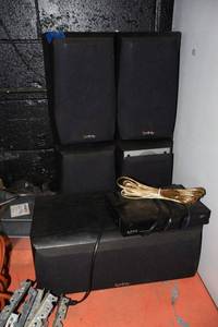 lot 508 image: Infinity speaker set and Apex Digital TV Converter Box