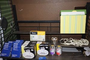 lot 524 image: Ribbon cartridges, porcelain pull chain fixtures, thermostat, and more