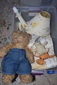 lot 534 image: Winnie the Pooh crib set and lamp plus Teddy bear