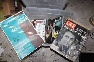 lot 548 image: Vintage Rolling Stone magazines, Life cover of Paul McCartney, signed Olympics of Awesome Tour (Minecraft)poster