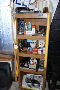lot 578 image: Storage cabinet plus office supplies contents