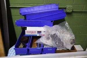 lot 604 image: Hardware or tool bins plus contents