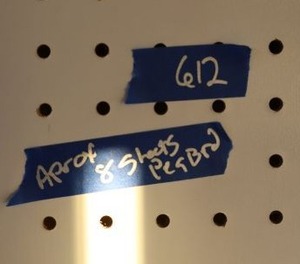 lot 612 image: Peg boards Approx. 8 sheets some shortened - must bring tools to remove late Sat. or Sunday